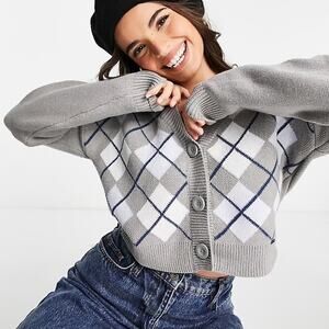 Hollister Cropped Argyle Sweater